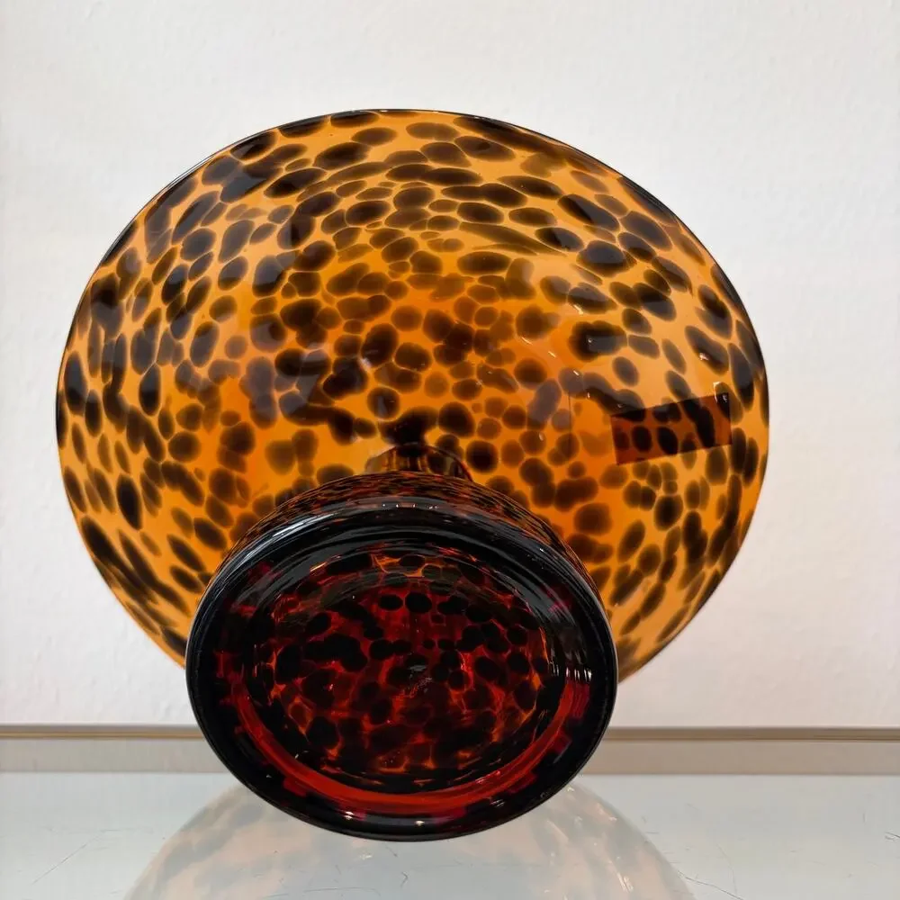 Rachel Zoe Tortoise Glass Footed Cake Stand 10in NEW